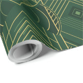 Art Deco Geometric Uplift - Deep Green Cadeaupapier (Rol Hoek)