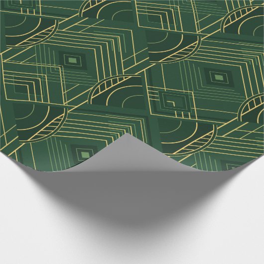 Art Deco Geometric Uplift - Deep Green Cadeaupapier (Hoek)