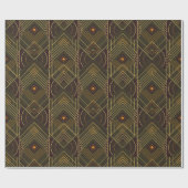 Art Deco Geometric Uplift - Forest Green and Retro Cadeaupapier (Vlak)