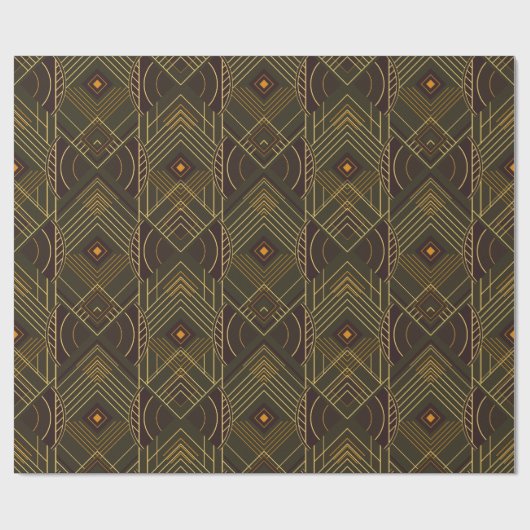 Art Deco Geometric Uplift - Forest Green and Retro Cadeaupapier (Vlak)
