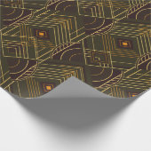 Art Deco Geometric Uplift - Forest Green and Retro Cadeaupapier (Hoek)