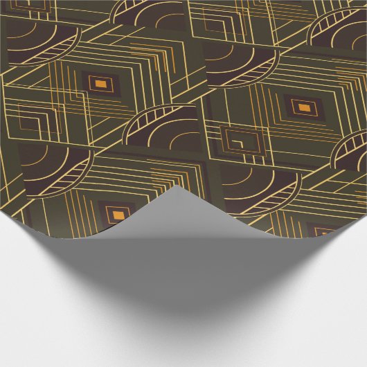 Art Deco Geometric Uplift - Forest Green and Retro Cadeaupapier (Hoek)