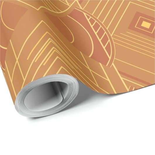 Art Deco Geometric Uplift - Golden Sunset Cadeaupapier (Rol Hoek)