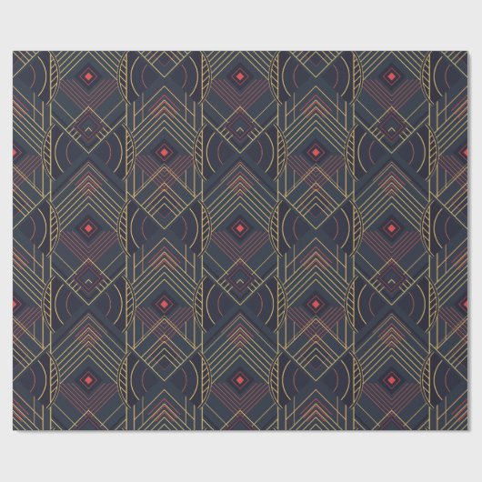 Art Deco Geometric Uplift - Red Coral Cadeaupapier (Vlak)