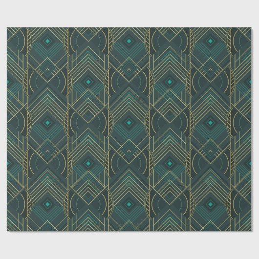 Art Deco Geometric Uplift - Turquoise Teal Cadeaupapier (Vlak)