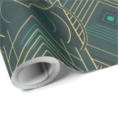 Art Deco Geometric Uplift - Turquoise Teal Cadeaupapier (Rol Hoek)