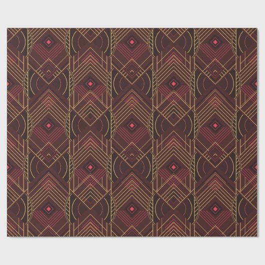 Art Deco Geometric Uplift - Wine Red Cadeaupapier (Vlak)