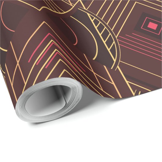 Art Deco Geometric Uplift - Wine Red Cadeaupapier (Rol Hoek)