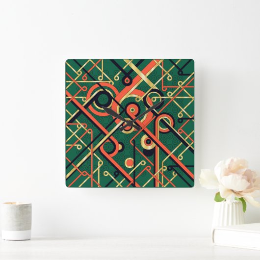 Art Deco Geometric Vierkante Klok (Huis)