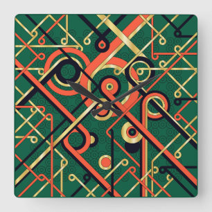 Art Deco Geometric Vierkante Klok