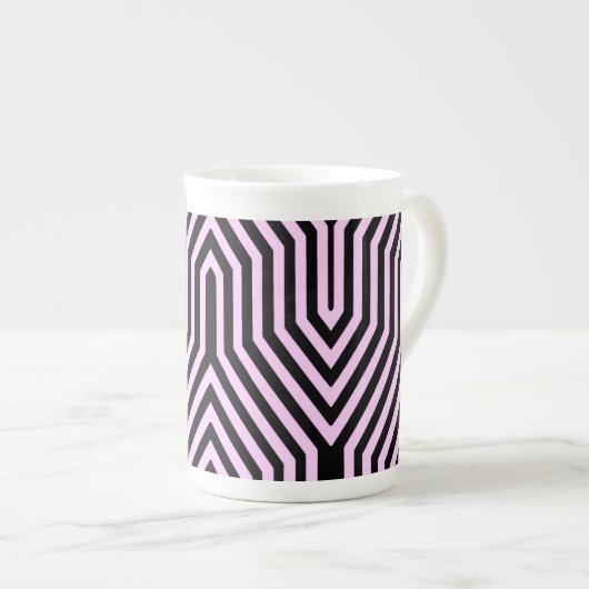 Art Deco Geometric - zwart en roze Porselein Kop (Voorkant rechts)