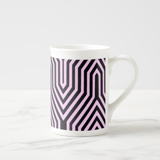 Art Deco Geometric - zwart en roze Porselein Kop (Rechts)