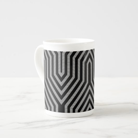 Art Deco Geometric - zwart-wit Porselein Kop (Links)