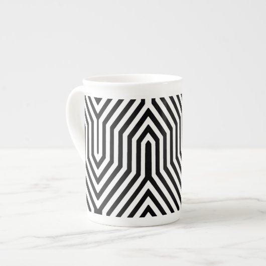 Art Deco Geometric - zwart-wit Porselein Kop (Links)