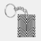 Art Deco Geometric - zwart-wit Sleutelhanger (Voorkant Links)