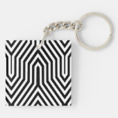 Art Deco Geometric - zwart-wit Sleutelhanger (Achterkant)