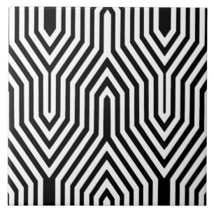 Art Deco Geometric - zwart-wit Tegeltje