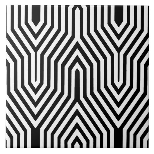 Art Deco Geometric - zwart-wit Tegeltje (Voorkant)