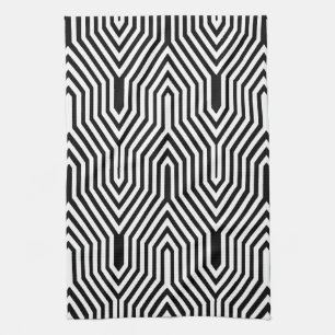 Art Deco Geometric - zwart-wit Theedoek