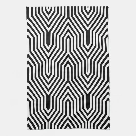 Art Deco Geometric - zwart-wit Theedoek (Verticaal)