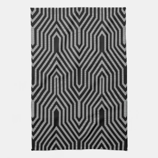Art Deco Geometric - zwart-wit Theedoek (Verticaal)