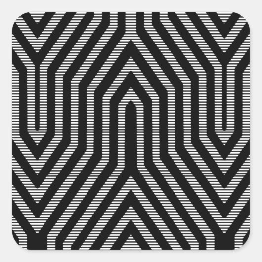 Art Deco Geometric - zwart-wit Vierkante Sticker (Voorkant)