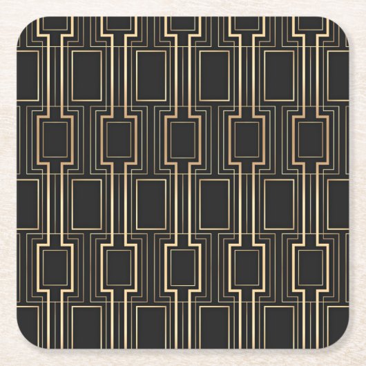 Art Deco Geometrics Black en Gold Kartonnen Onderzetters (Voorkant)