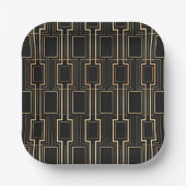 Art Deco Geometrics Black en Gold Papieren Bordje (Voorkant)