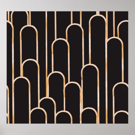 Art Deco Geometrie: Gouden Waterverf Behang Poster (Voorkant)