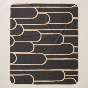 Art Deco Geometrie: Gouden Waterverf Behang Sherpa Deken