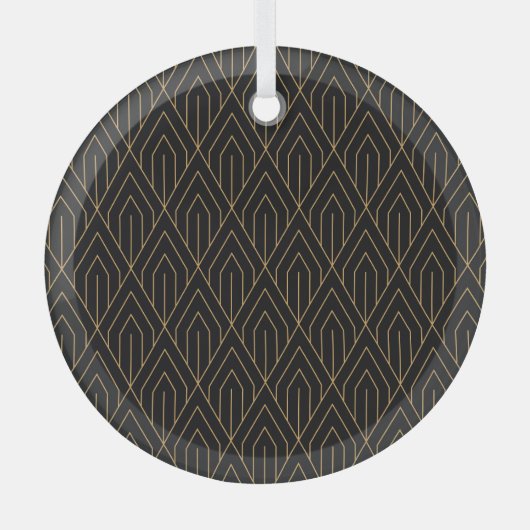 Art Deco:  geometrisch behang. Glas Ornament (Voorkant)