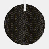 Art Deco:  geometrisch behang. Glas Ornament (Achterkant)