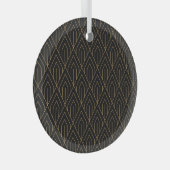 Art Deco:  geometrisch behang. Glas Ornament (Voorkant Rechts)