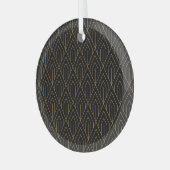 Art Deco:  geometrisch behang. Glas Ornament (Voorkant links)