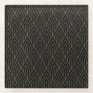 Art Deco: geometrisch behang. Glazen Onderzetter