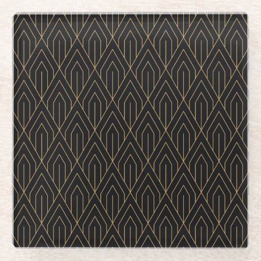 Art Deco: geometrisch behang. Glazen Onderzetter (Voorkant)