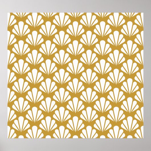 Art Deco, geometrisch bloemennaadloos patroon. Poster (Voorkant)