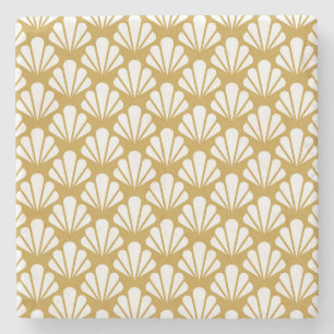 Art Deco, geometrisch bloemennaadloos patroon. Stenen Onderzetter