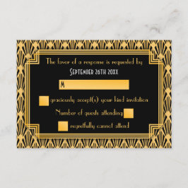 Art Deco Geometrisch Diamant Patroon Trouw RSVP Kaartje