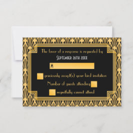 Art Deco Geometrisch Diamant Patroon Trouw RSVP Kaartje