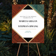 Art Deco geometrisch diamanten frame welkomstbord