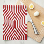 Art Deco geometrisch - donkerrood en wit Theedoek (Quarter Fold)