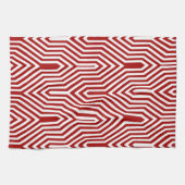 Art Deco geometrisch - donkerrood en wit Theedoek (Horizontaal)