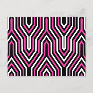 Art Deco geometrisch - fuchsia roze, zwart en wit Briefkaart