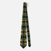 Art Deco Geometrisch Goud Blauwgroen Stropdas Eleg (Voorkant)