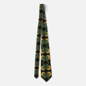 Art Deco Geometrisch Goud Blauwgroen Stropdas Eleg (Achterkant)