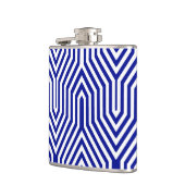 Art Deco geometrisch - kobaltblauw en wit Heupfles (Links)