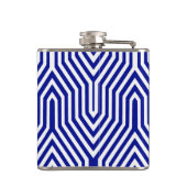 Art Deco geometrisch - kobaltblauw en wit Heupfles (Achterkant)