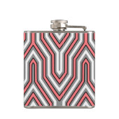 Art Deco geometrisch - koraal, grijs en wit Heupfles (Achterkant)