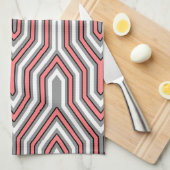 Art Deco geometrisch - koraal, grijs en wit Theedoek (Quarter Fold)